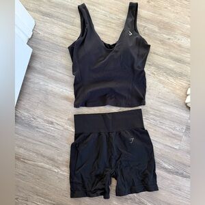 Gymshark Black Tank and Shorts Set